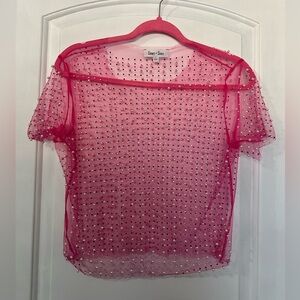 Sewn + seen Sparkling Pink Sheer Blouse